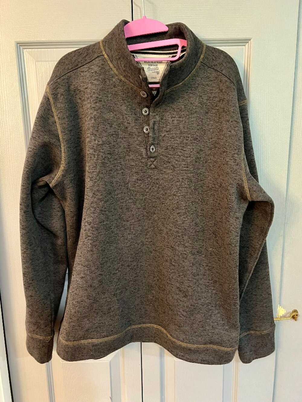 Weatherproof Vintage Knit Sweater 1/2 Button Casual Pullover Mens Large